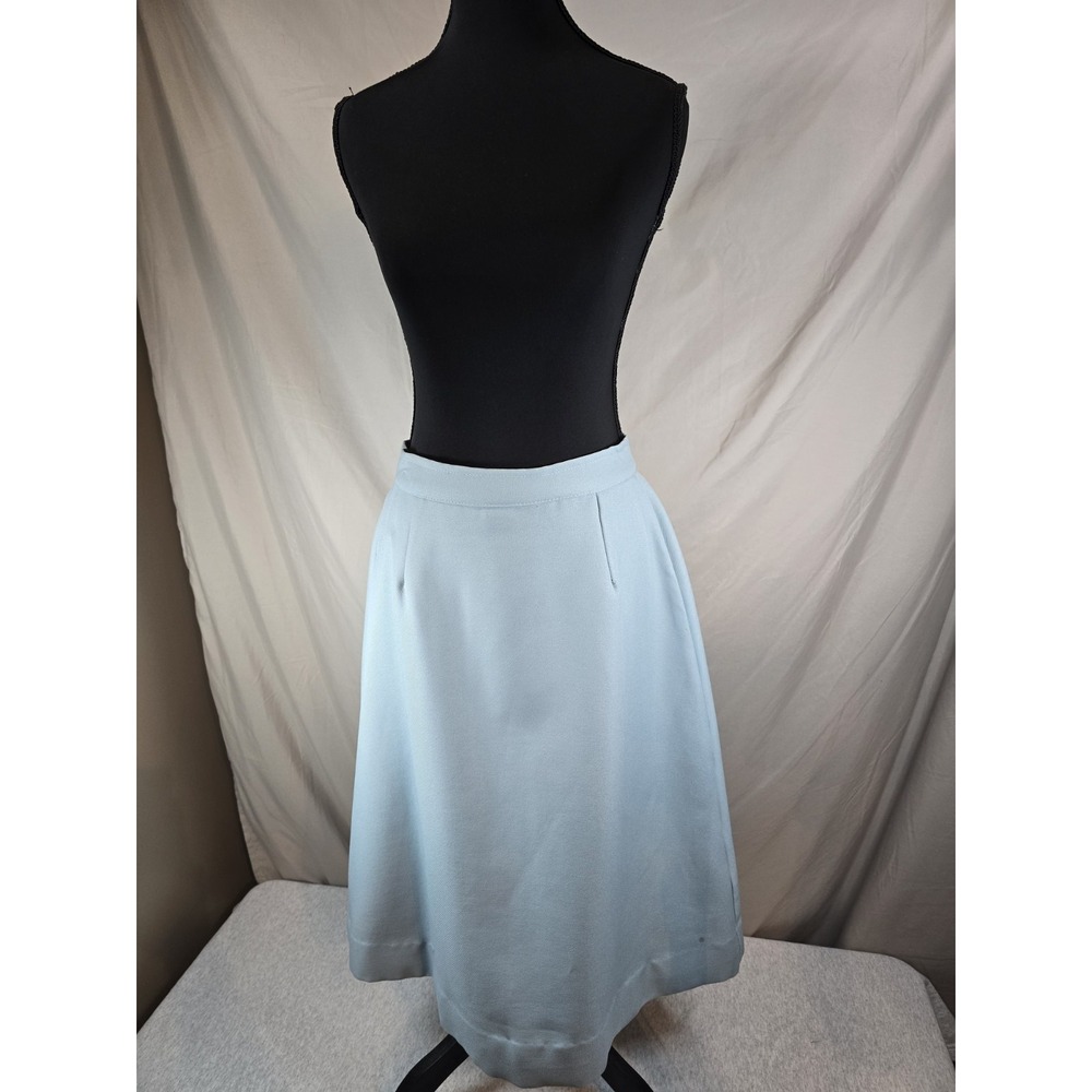Vintage A‎ Line Light Blue Skirt 1970s Actual Measurements In Photos